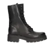 Anfibio tacco largo Lace-Up NYC da donna in pelle nera -7550-