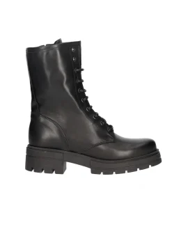 Anfibio tacco largo Lace-Up NYC da donna in pelle nera -7550-