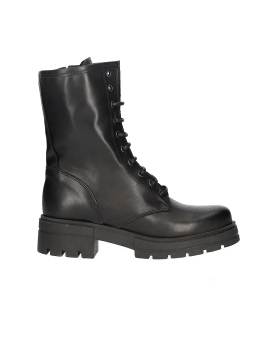 Anfibio tacco largo Lace-Up NYC da donna in pelle nera -7550-