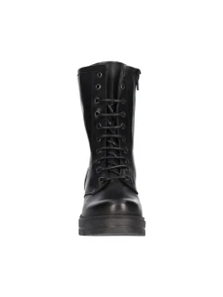 Anfibio tacco largo Lace-Up NYC da donna in pelle nera -7550-