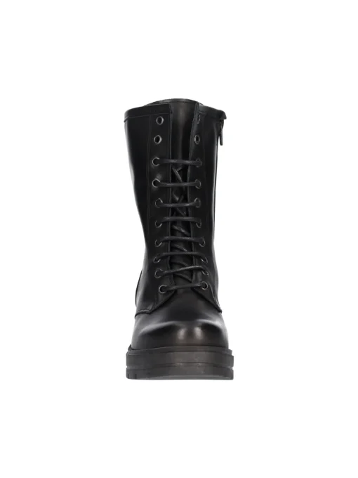 Anfibio tacco largo Lace-Up NYC da donna in pelle nera -7550-