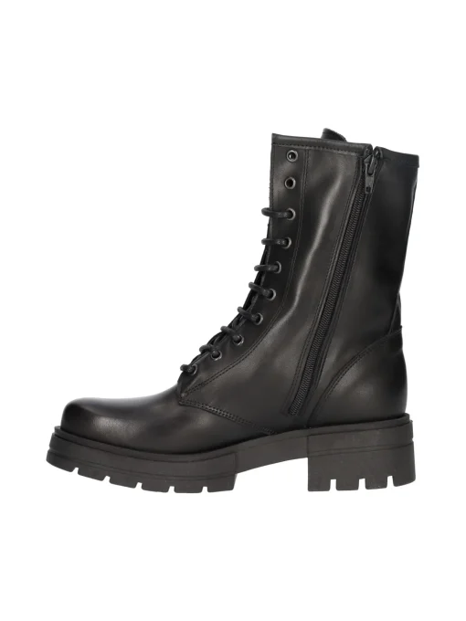 Anfibio tacco largo Lace-Up NYC da donna in pelle nera -7550-