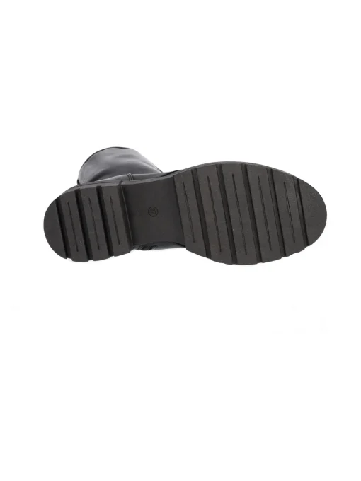 Anfibio tacco largo Lace-Up NYC da donna in pelle nera -7550-