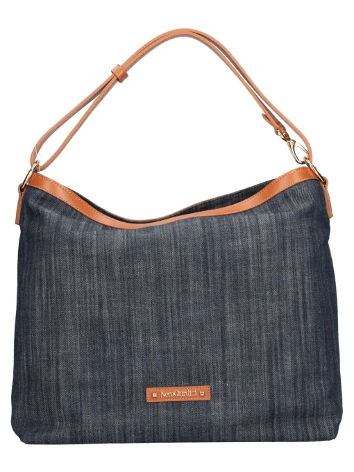 Borsa shopping Nero Giardini da donna blu denim