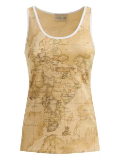 Canotta basic Alviero Martini 1a Classe Destination da donna in cotone beige e cuoio
