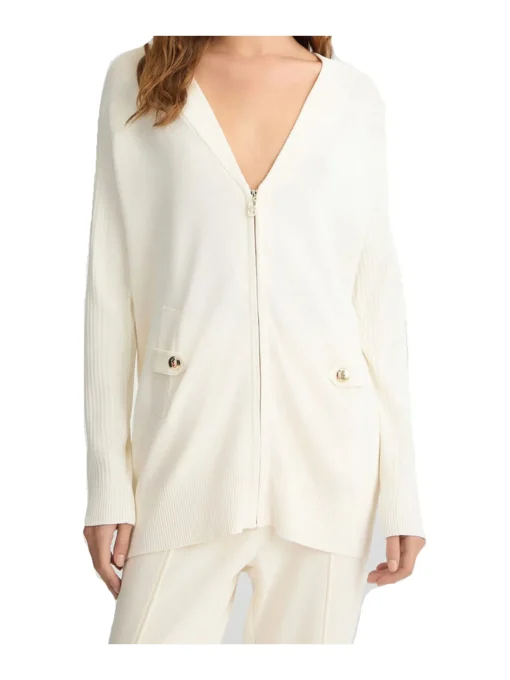 Cardigan con zip Liu Jo da donna avorio