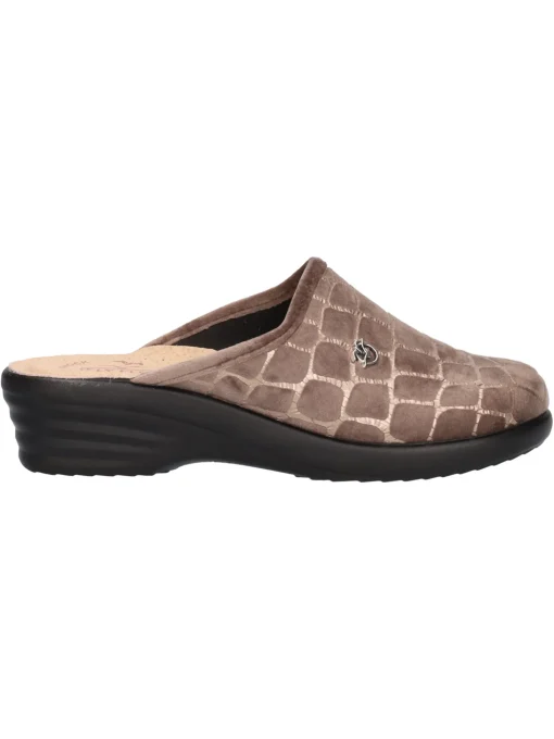 Ciabatta con zeppa bassa Fly Flot da donna taupe