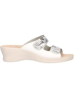 Ciabatta con zeppa Fly Flot da donna bianca