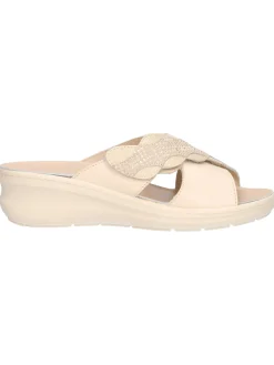 Ciabatta zeppa bassa Melluso da donna beige