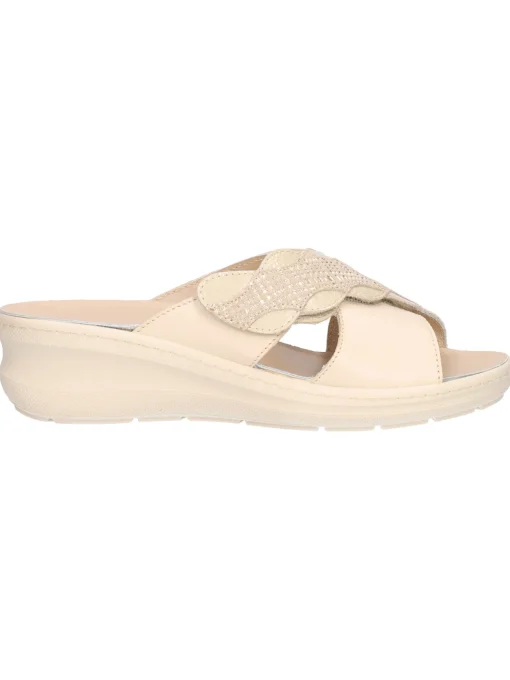 Ciabatta zeppa bassa Melluso da donna beige