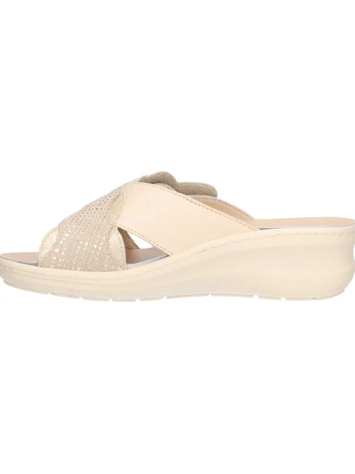 Ciabatta zeppa bassa Melluso da donna beige