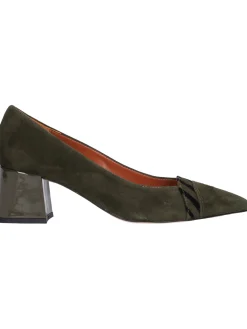 Decollete tacco largo Linea Uno da donna verde