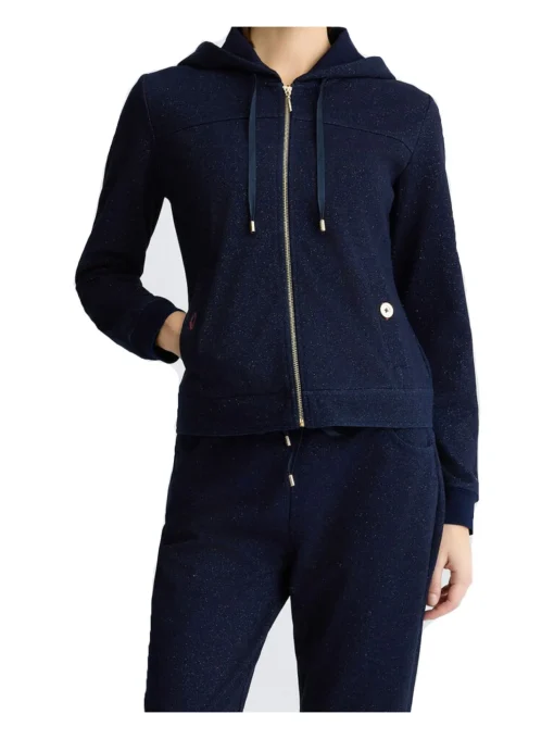 Felpa con zip Liu Jo da donna blu glitter