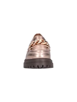 Mocassino con tacco basso Nero Giardini da donna bronzo metal