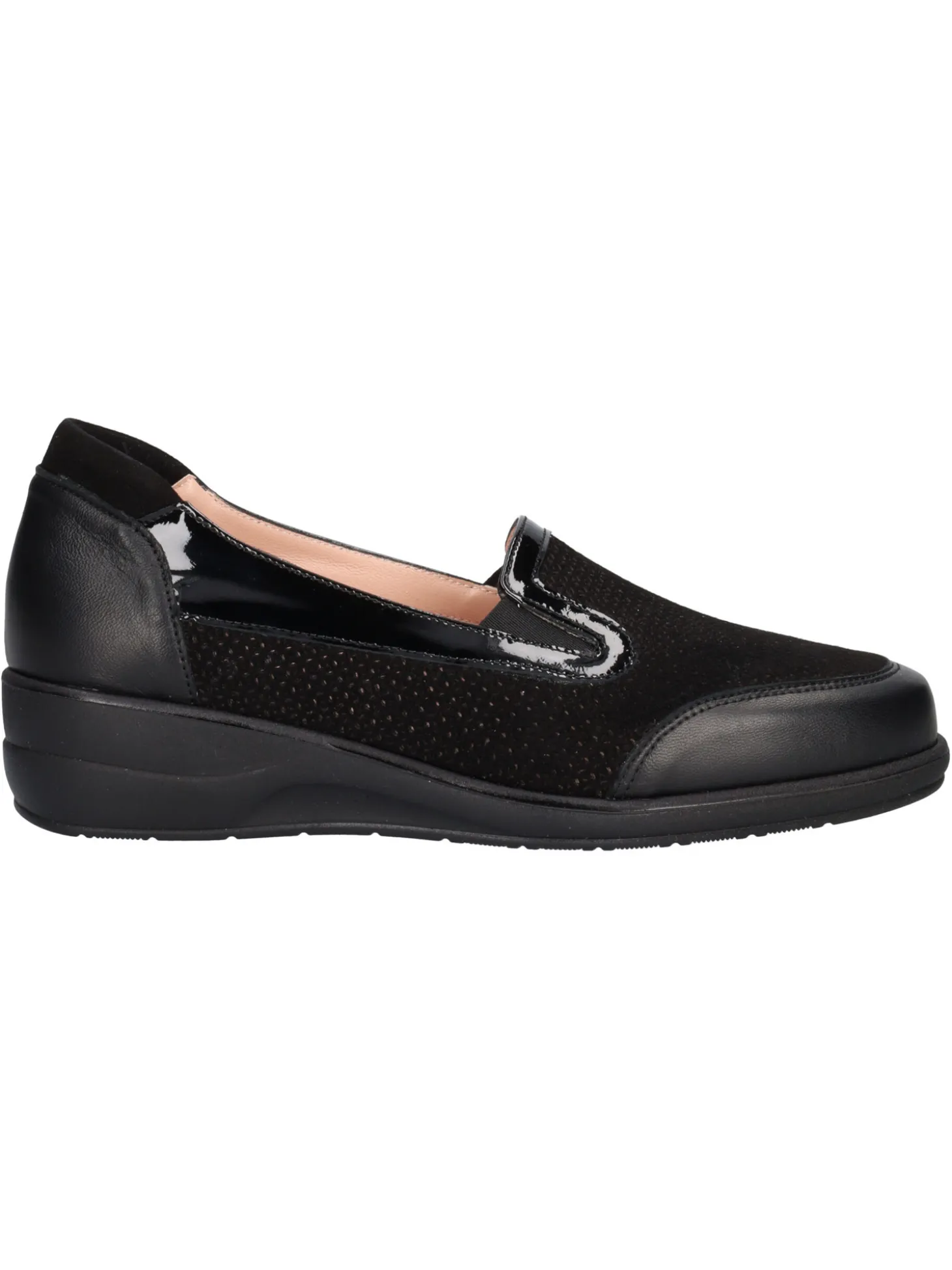 Mocassino con zeppa bassa Confort da donna nero