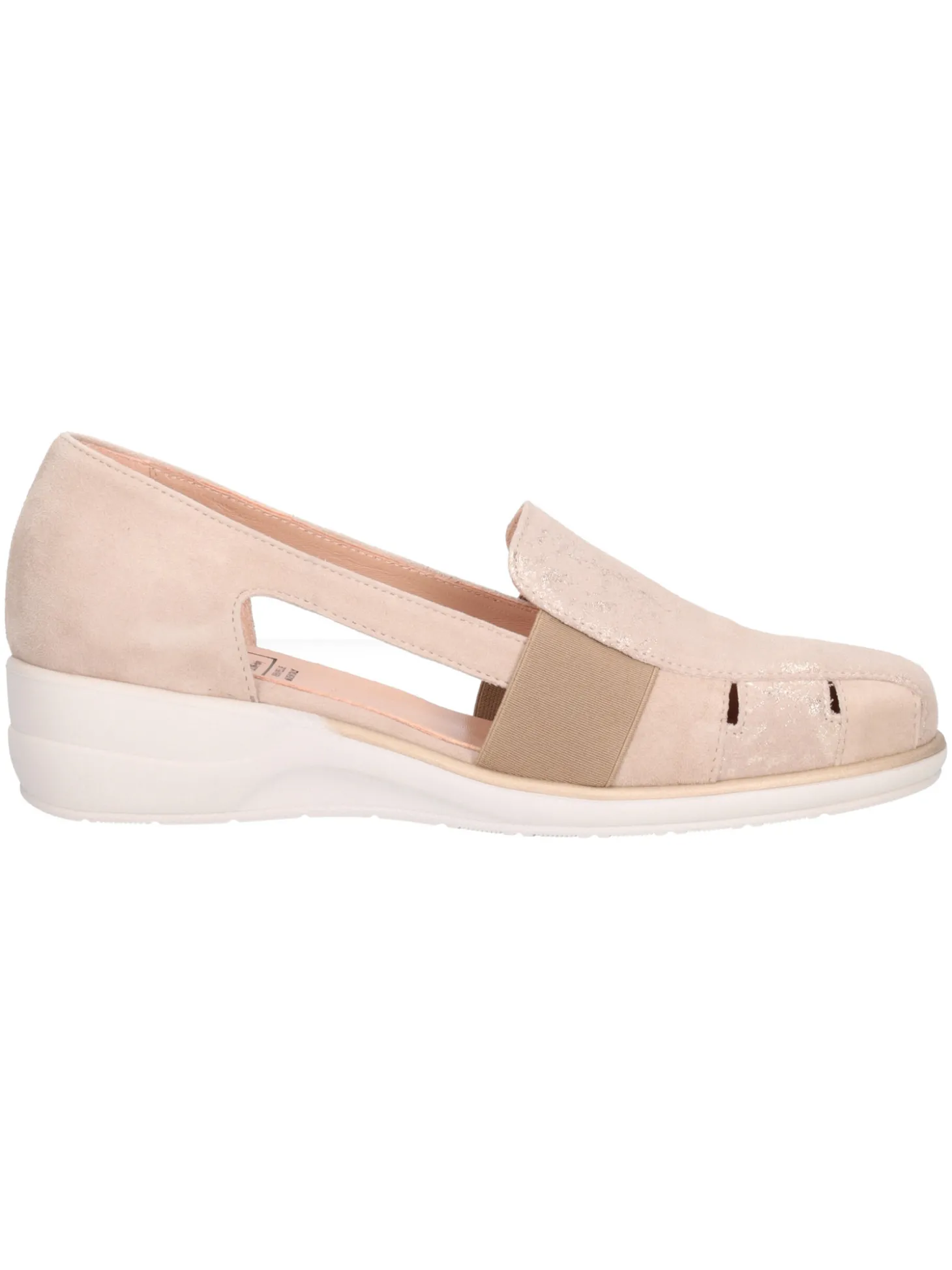Mocassino con zeppa bassa Confort da donna beige