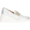 Mocassino con zeppa Wonders da donna argento