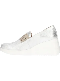 Mocassino con zeppa Wonders da donna argento