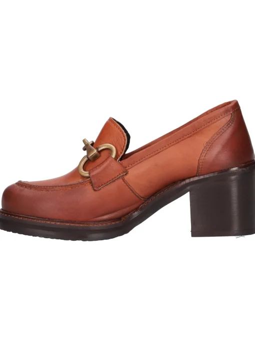 Mocassino tacco largo Barbara Brera da donna cuoio