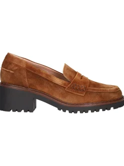 Mocassino tacco largo Confort da donna cuoio