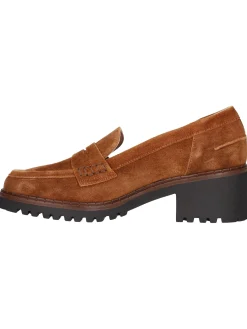 Mocassino tacco largo Confort da donna cuoio