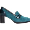 Mocassino tacco largo Melluso da donna verde petrolio