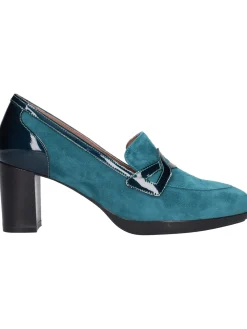 Mocassino tacco largo Melluso da donna verde petrolio
