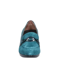 Mocassino tacco largo Melluso da donna verde petrolio