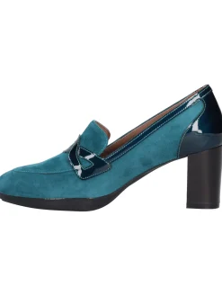 Mocassino tacco largo Melluso da donna verde petrolio