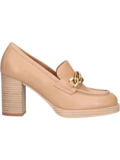 Mocassino tacco largo Nero Giardini da donna cuoio