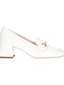 Mocassino tacco largo Nero Giardini da donna bianco