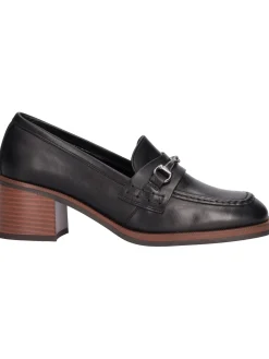 Mocassino tacco largo Nero Giardini da donna nera