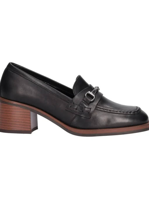 Mocassino tacco largo Nero Giardini da donna nera
