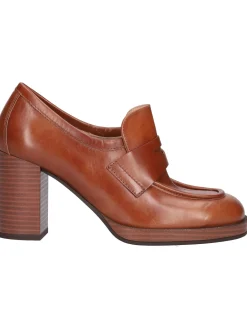 Mocassino tacco largo Nero Giardini da donna cuoio