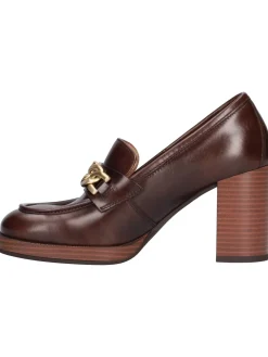 Mocassino tacco largo Nero Giardini da donna testa di moro