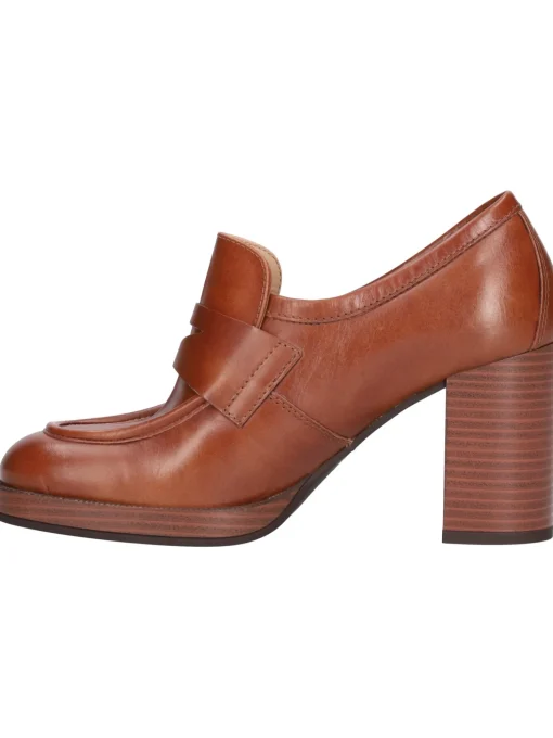Mocassino tacco largo Nero Giardini da donna cuoio