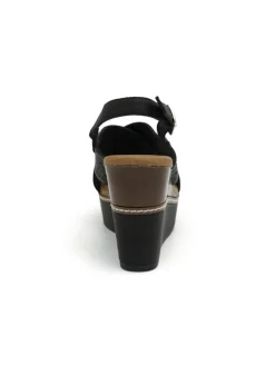 Sandalo Carmela donna nero con zeppa