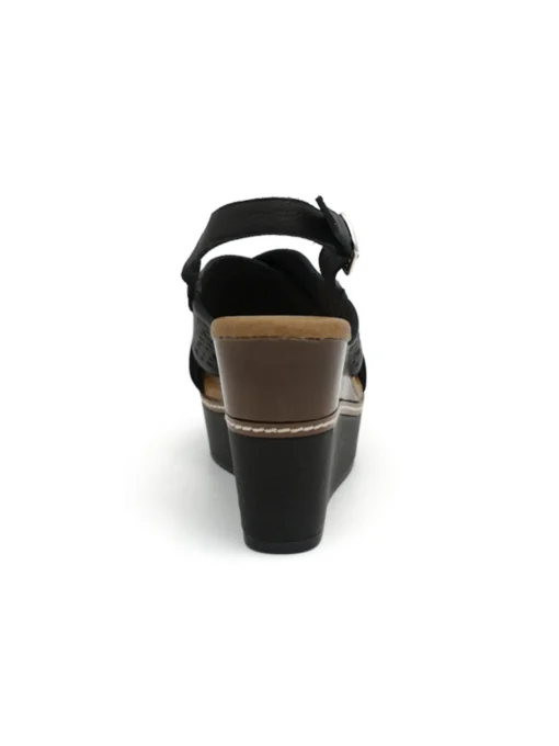 Sandalo Carmela donna nero con zeppa