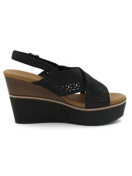 Sandalo Carmela donna nero con zeppa