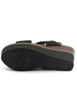 Sandalo Carmela donna nero con zeppa