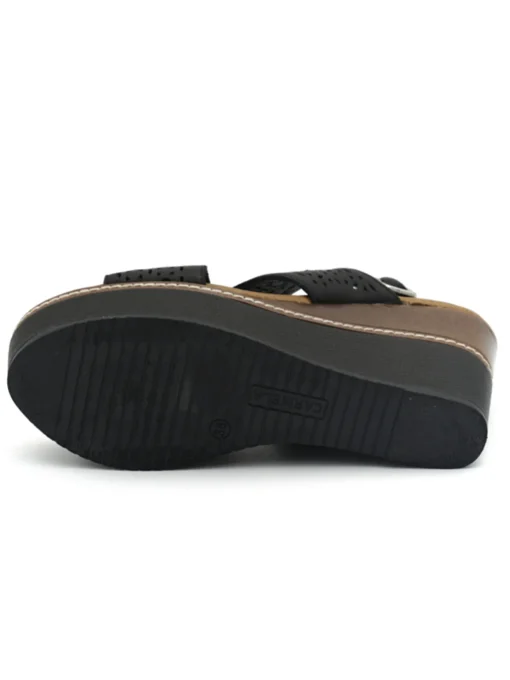 Sandalo Carmela donna nero con zeppa