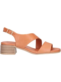 Sandalo con tacco basso Melluso Walk da donna cuoio