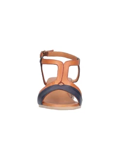 Sandalo con tacco basso Melluso da donna cuoio e blu