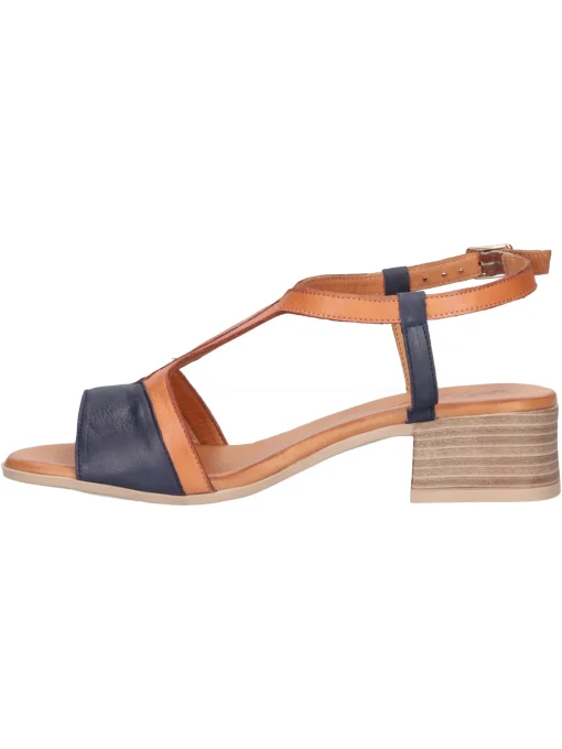 Sandalo con tacco basso Melluso da donna cuoio e blu