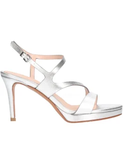 Sandalo con tacco fino Albano da donna argento metal