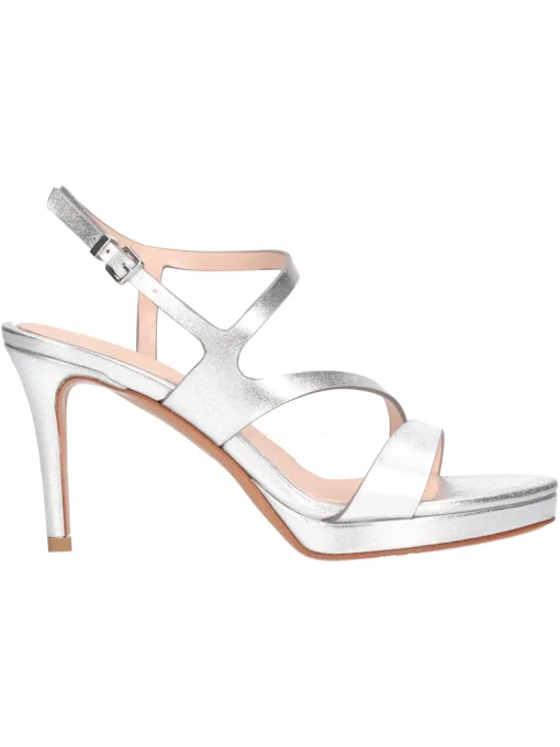 Sandalo con tacco fino Albano da donna argento metal