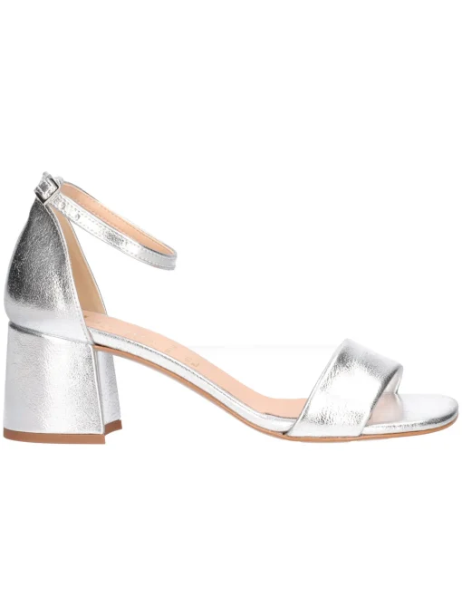 Sandalo con tacco largo Liviana da donna argento metal