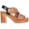 Sandalo con tacco largo Refresh Vegan da donna cuoio