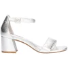 Sandalo con tacco largo Refresh Vegan da donna argento