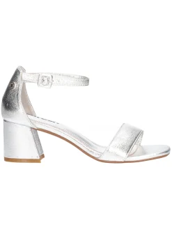 Sandalo con tacco largo Refresh Vegan da donna argento